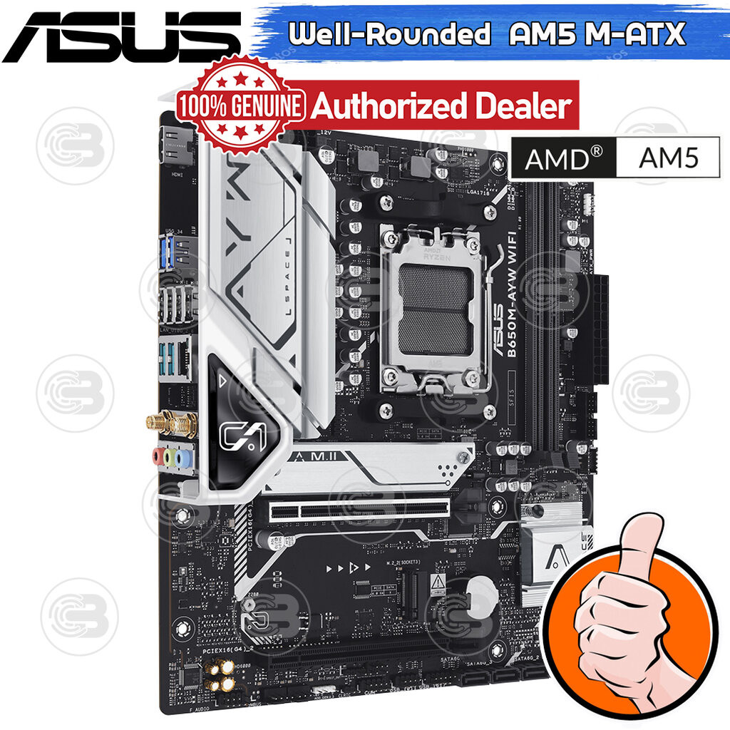 [CoolBlasterThai] ASUS MAINBOARD B650M-AYW WIFI AMD SOCKET AM5 DDR5 MICRO-ATX ประกัน 3 ปี