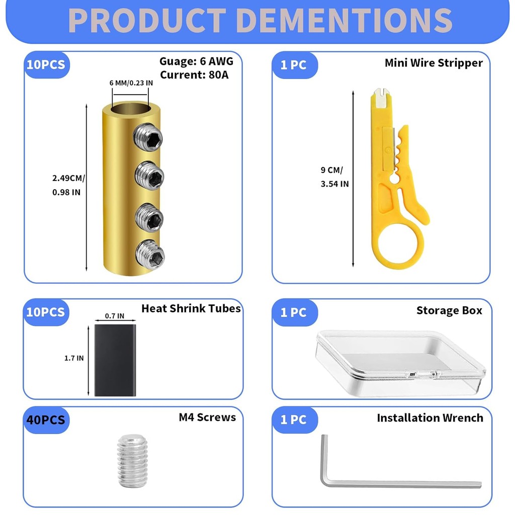 10 ชิ้น 6 วัดขั้วต่อสายไฟ, 80A ลวด Splice Connectors 6AWG Quick Connect Wire Nuts Connectors 10 ชิ้น
