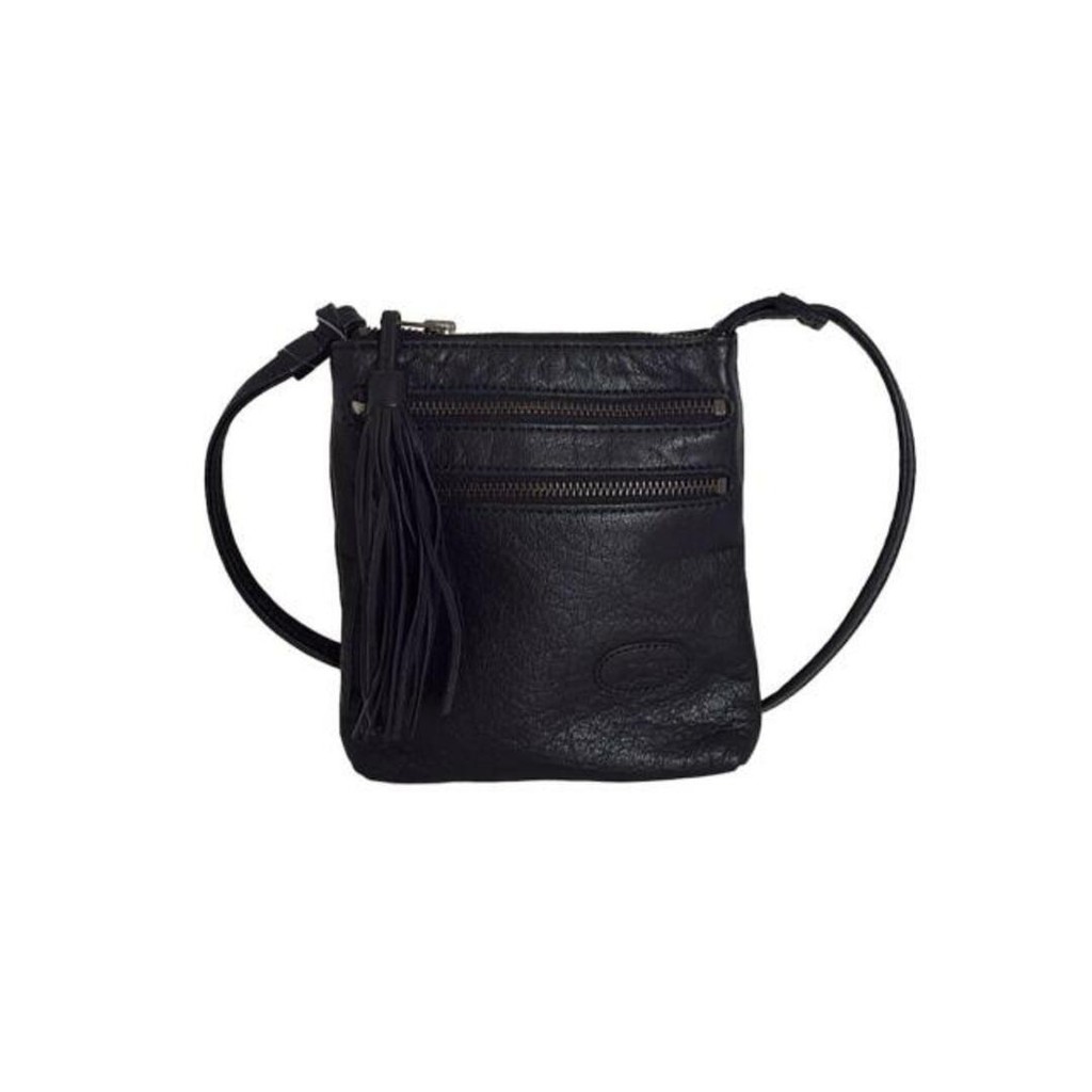 Ibiza กระเป๋าสะพายไหล่กระเป๋า Tassels หนังสีดําส่งตรงจากญี่ปุ่น มือสอง
