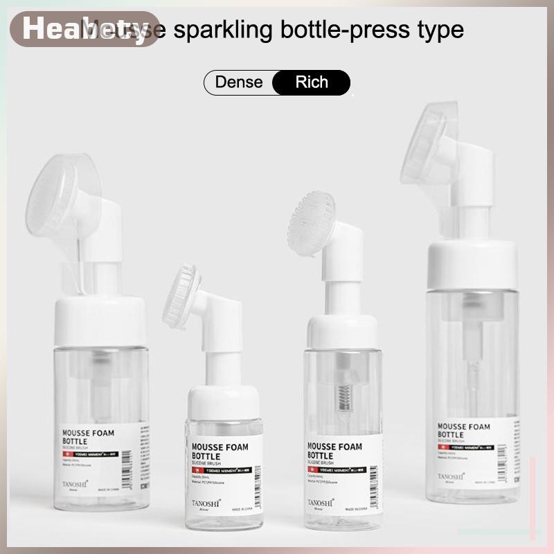 [ Heabety] 1PCS 30/60/100/150ml ขวดปั๊มฟอง Froth ที่ว่างเปล่าพร้อมแปรงซิลิโคนชนิดกดขวดโฟมทําความสะอาดใบหน้า [COD]