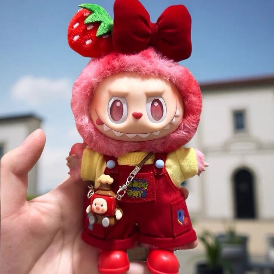 สีแดงสตรอเบอร์รี่ labubu เสื้อผ้าเด็ก labubu เสื้อผ้า 15 ซม. 123th Generation ไม่มีตุ๊กตา#WW0911#