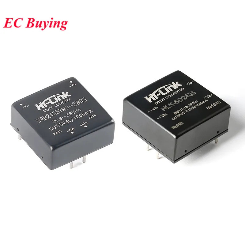DC-DC Isolated Converter โมดูลจ่ายไฟ DC 24V ถึง 5V 5W HLK-5D2405 HLK-5D2405A Step-down Buck โมดูลแรงดันไฟฟ้ากว้างพิเศษ