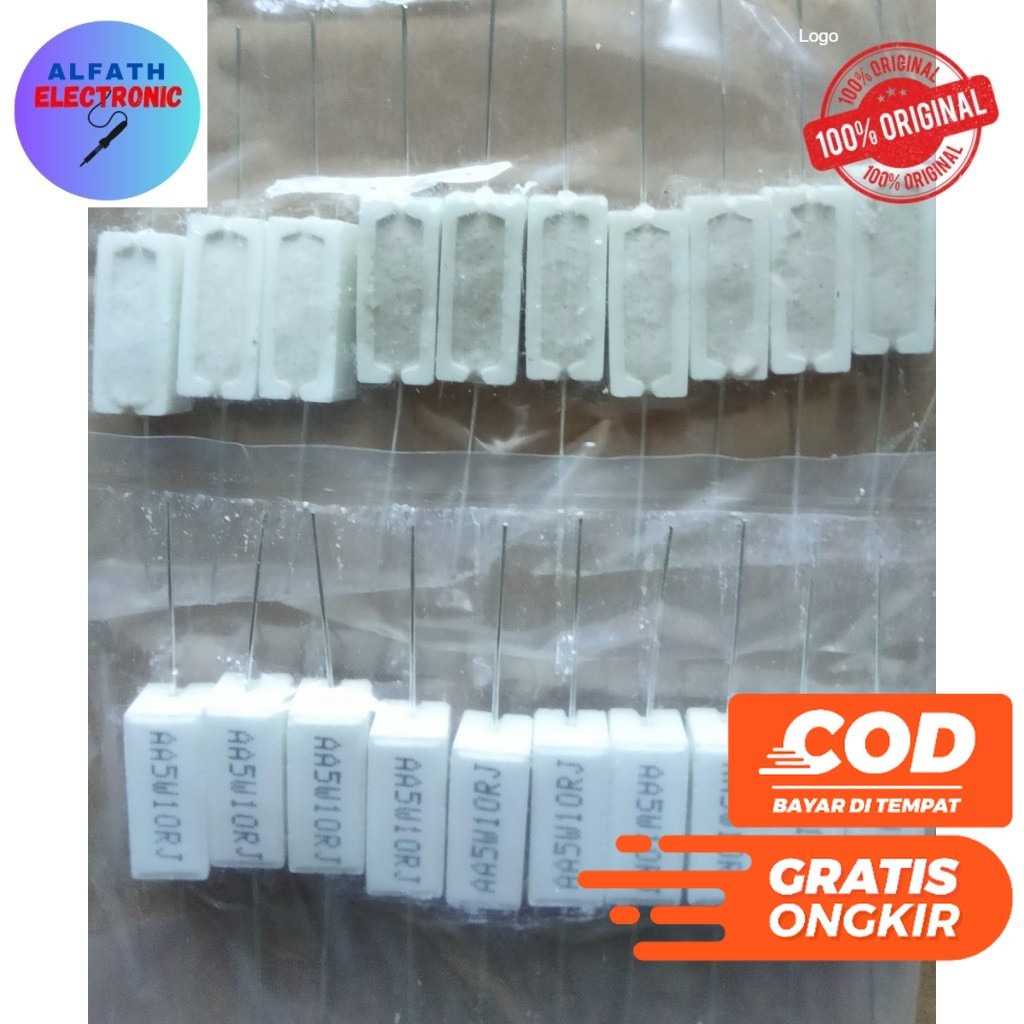 10OHM 5WATT CHALK RESISTOR R 10OHM 5W CHALK RESISTOR 10 OHM 5 วัตต์คุณภาพดี