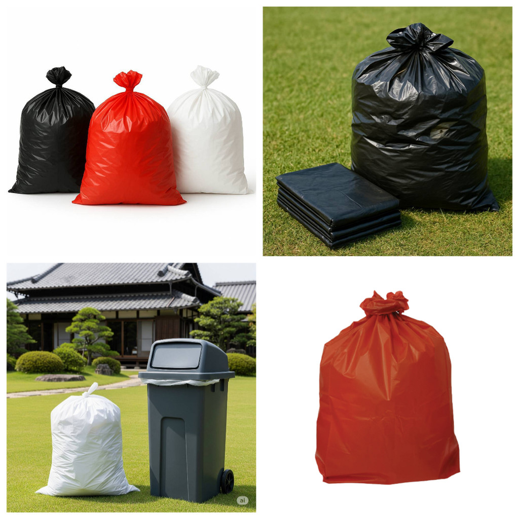 ถุงขยะ สีดำ สีแดง สีขาว คุณภาพดี อย่างหนา ผลิตจากเม็ดพลาสติกอย่างดี มีความเหนียว ทนทาน แพค 1 กก.