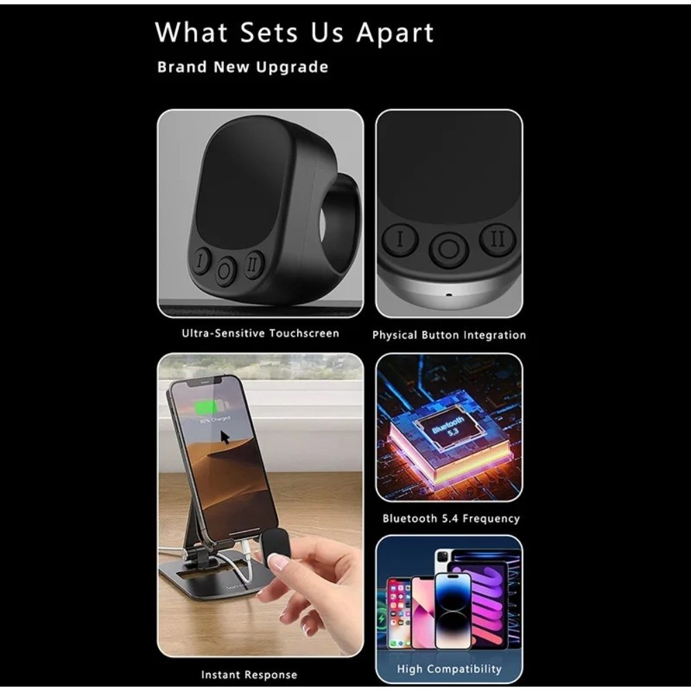 IOKDEALS1 Touchscreen Controller, Auto Screen Clicker Music Playback Control Bluetooth Ring Remote, Page Turning Function Scrolling Function Touchpad Remote Control ราคา ถูกที่สุด ดีลบีเคเค แกลเลอรีภาพที่ 8