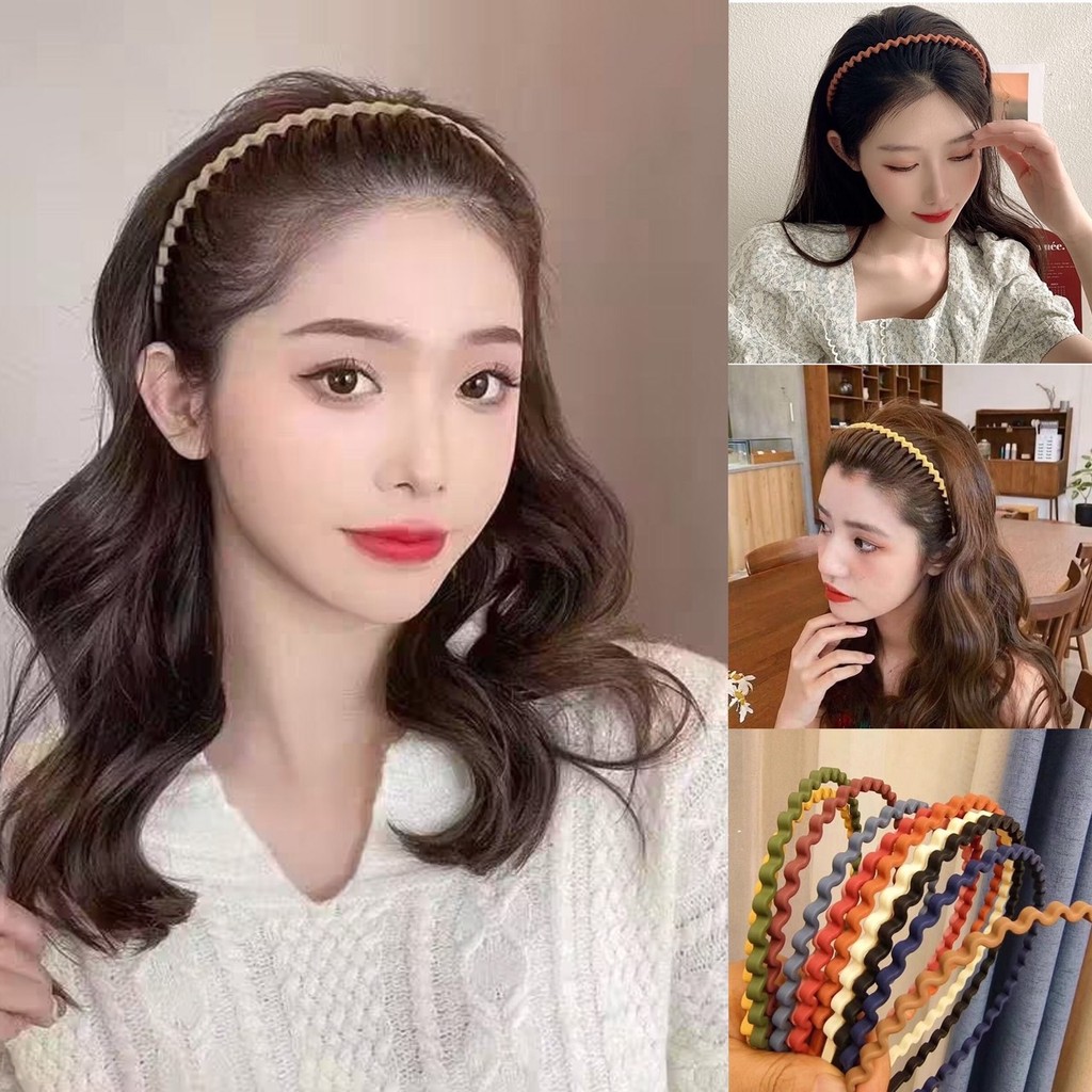 Shop_mkl ที่คาดผมทรงคลื่น สีด้าน แฟชั่นสไตล์เกาหลี ทนทาน ยืดหยุ่นได้ ใส่สบาย พร้อมส่งในไทย#F11