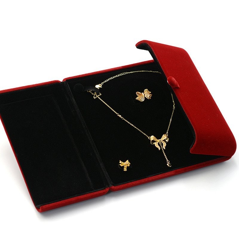 ชุดมุกกล่องสร้อยคอกล่องต่างหูมุกกล่องของขวัญคู่เปิดวันแม่แต่งงานสามแหวนทองสร้อยคอ 4BLW