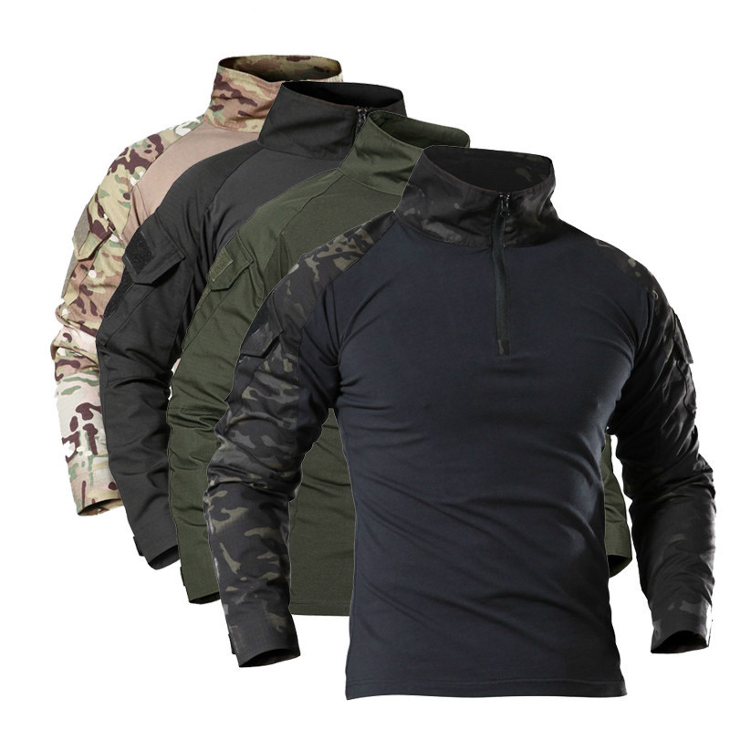 Outdoor T-Shirt Men Long Sleeve Camouflage Shirt Hiking Working Camo Long Sleeve T Shirt
