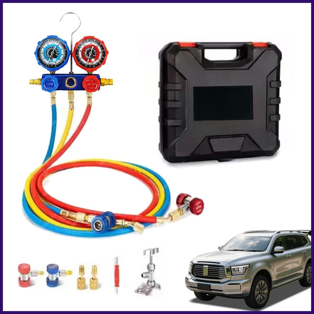Manifold Gauge ชุด AC Diagnostic Manifold Gauge ชุดสารทําความเย็นเติมสําหรับโรงรถตามฤดูกาล Upkeep รถ
