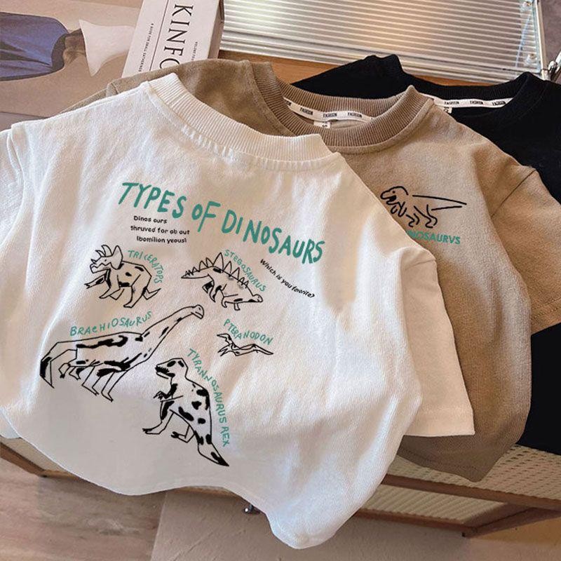 ชายสบายๆ2025NEW เด็กการ์ตูนกลางเด็กเล็กเกาหลีรุ่น 2025 ผ้าฝ้ายแท้หญิงแขนสั้นฐาน Tnew23t เสื้อแฟชั่นเ