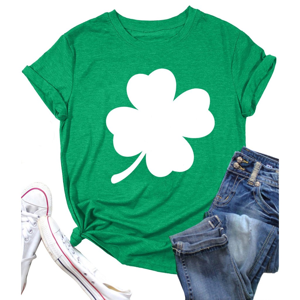 Casual 2025 คอกลม NEW Print20252024เสื้อยืดแขนสั้น Four-Leaf Clover Cotton Saint Park สบาย 23 ยุโรปอ