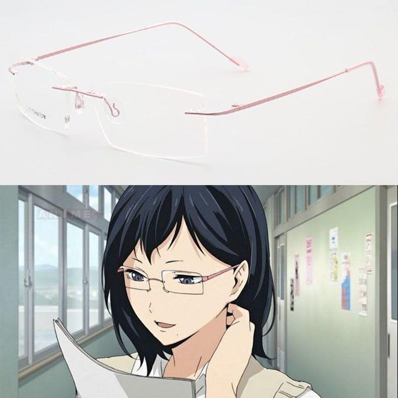 Haikyuu สินค้าอนิเมะ Shimizu Kiyoko Cos แว่นตากรอบแว่นตาสีชมพู