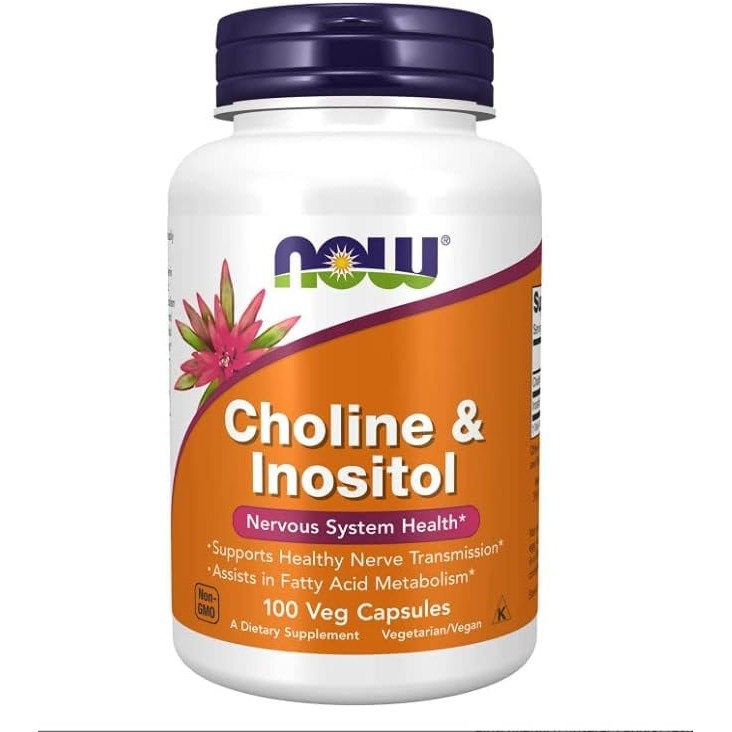 Now Foods Choline & Inositol 500mg 100 แคปซูลมังสวิรัติ วิตามินบี