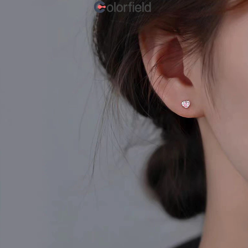 ต่างหูสตั๊ด Colorfield หัวใจประดับเพทาย thumbnail 7