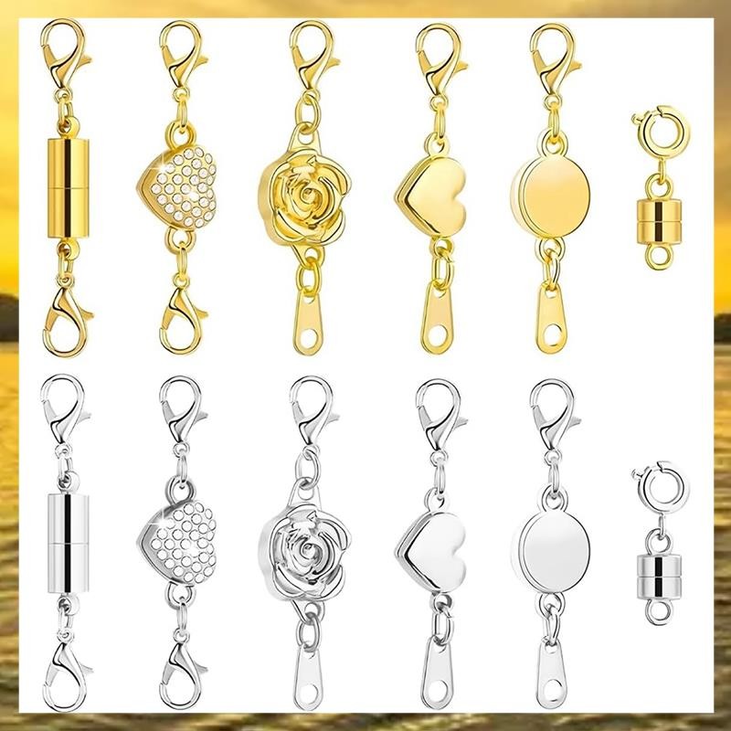 (PTL) สร้อยคอมา่ยเหล็ก 12 ชิ้น สำหรับจับมือและปิด, ส่วนต่อขยายสร้อยคอพร้อมเข็มกลัดกุ้งก้ามกราม