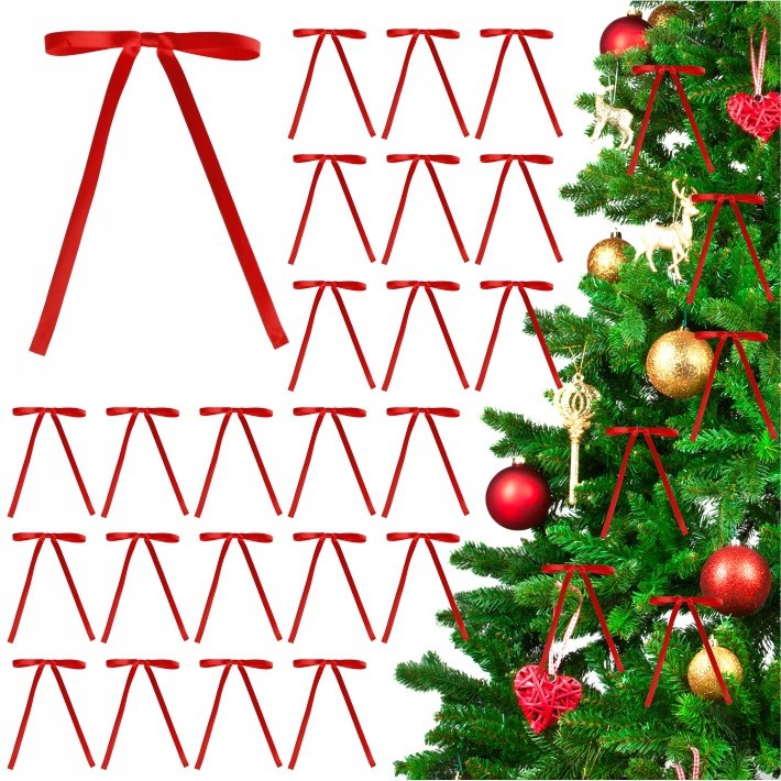 ริบบิ้นกํามะหยี่ Bowknot Christmas Tree Gift Packing Decorative 13cm