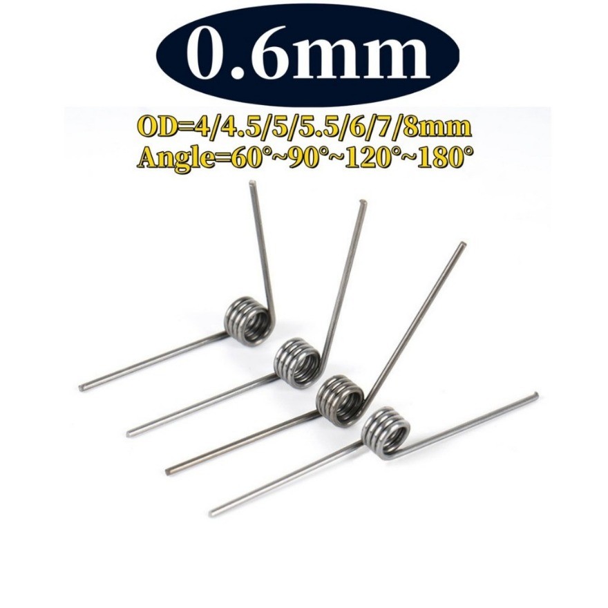 Sus304 d0.6mm OD4/4.5/5/5.5/6/7/8mm V-shaped spiral torsion spring มุม 60/90/120/180 องศา (LYG-MB)
