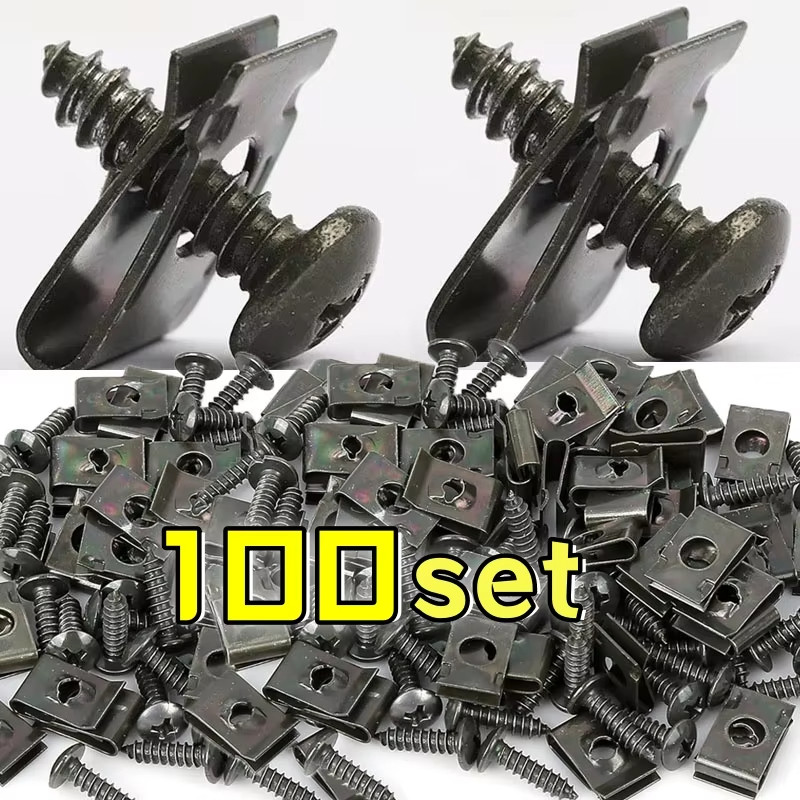 30/50/100PCS Universal โลหะ U-Type คลิปสกรู - Anti-rust Fastener สําหรับกันชนรถ Fender Trim แผงป้องกัน, อุปกรณ์เสริมยานยนต์