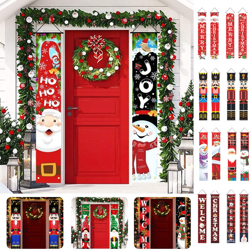 ป้ายแบนเนอร์ ลายซานตาคลอส สําหรับแขวนตกแต่งประตูบ้าน คริสต์มาส ของขวัญปีใหม่ การตก แต่งวันหยุด ทั่วไปในร่มกลางแจ้ง