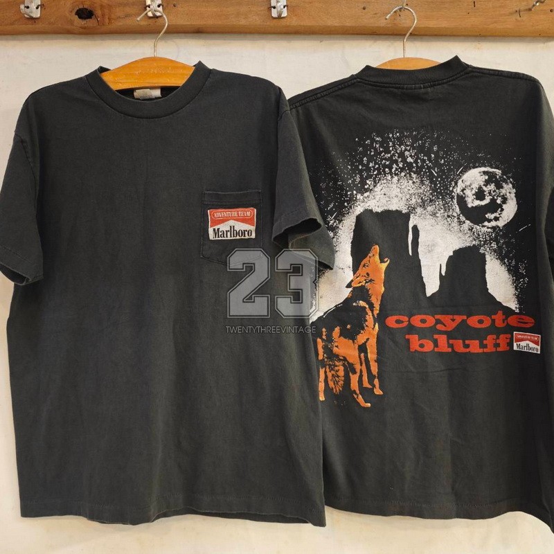 [ 23 ] Marlboro coyote bluff poket Bio Washed tag USA เสื้อวินเทจ เสื้อวง  vintage shirt