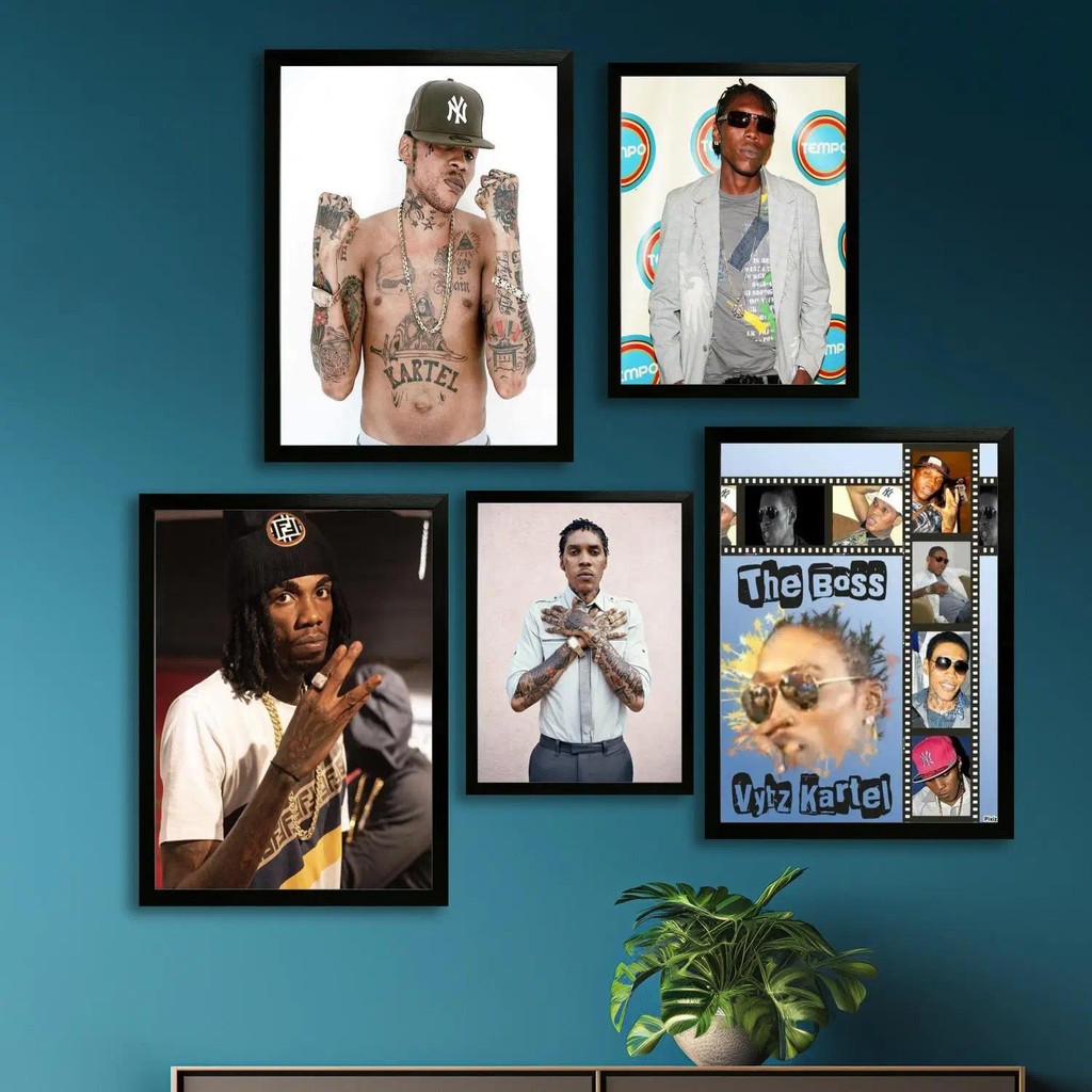 โปสเตอร์ศิลปะผ้าใบ Vybz Kartel สติกเกอร์ตกแต่งผนังสำหรับห้องนอนครอบครัว รูปพิมพ์คุณภาพสูงและผลงานศิล