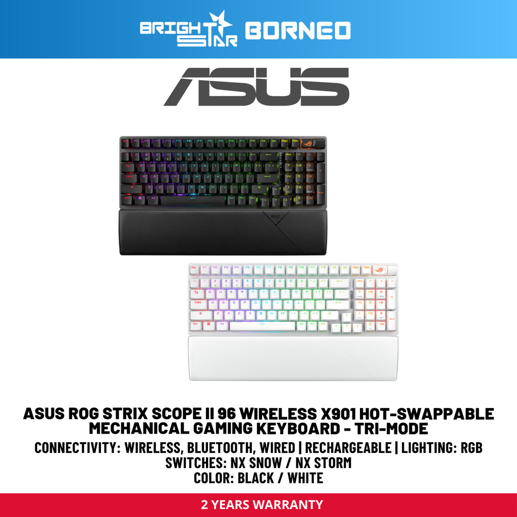 ASUS ROG STRIX SCOPE II 96 WIRELESS X901 คีย์บอร์ดเกมมิ่งแบบกลไกแบบถอดเปลี่ยนได้อย่างรวดเร็ว - สามโห