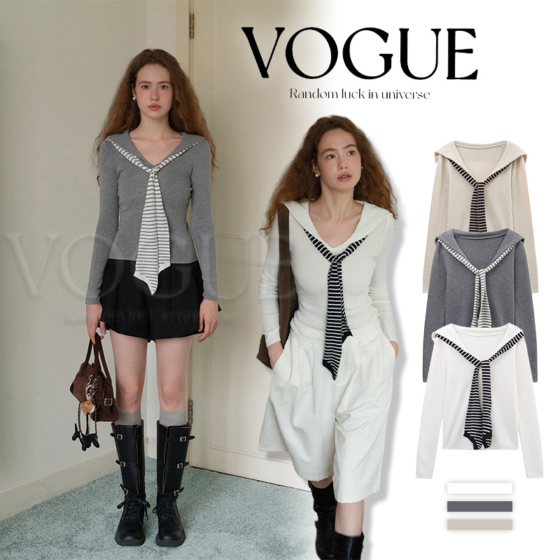 Vogue🌟พร้อมส่ง🌟 เสื้อไหมพรมแขนยาว สไตล์เกาหลี น่ารักมาก ผ้านุ่มใส่สบาย (Z-N61)