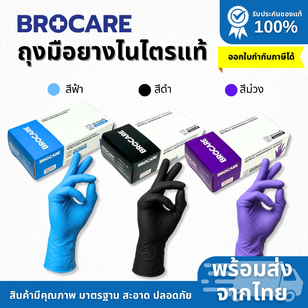 ถุงมือยางไนไตร ไม่มีแป้ง Food Greade อเนกประสงค์  100ชิ้น//กล่อง พร้อมส่งราคาถูกที่สุด
