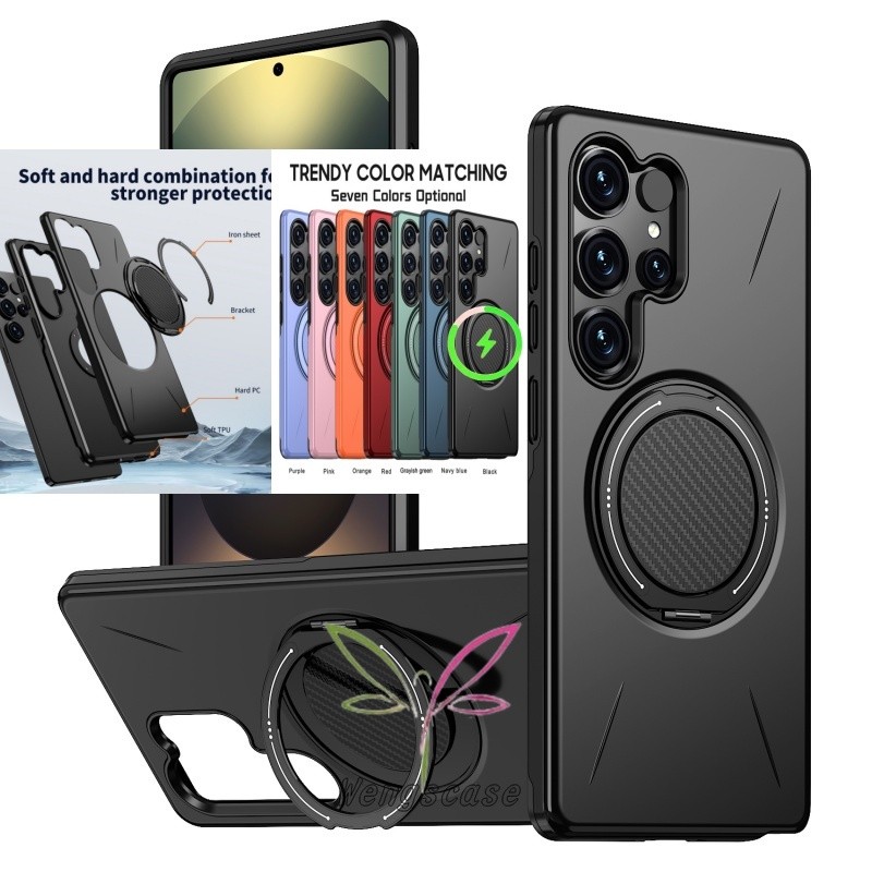 Magnetic Rotable Ring Matte Casing Case สําหรับ Samsung Galaxy S26 S25 S24 S23 Ultra Plus S25 S24 S23 FE A57 A56 A36 A26 A16 ขาตั้งฝาครอบกันกระแทก