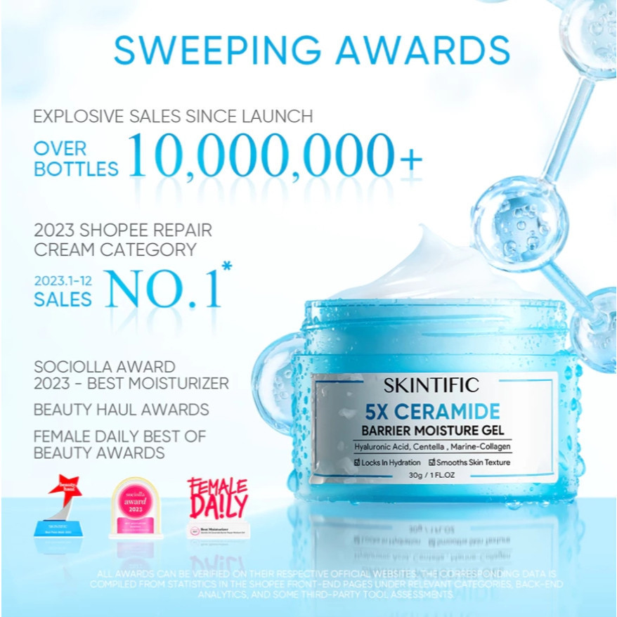 SKINTIFIC  Relief 5X  Hot Sale Redness SkinRepairHydration # Face   CeramideCreamGel| for30g8cc |-In