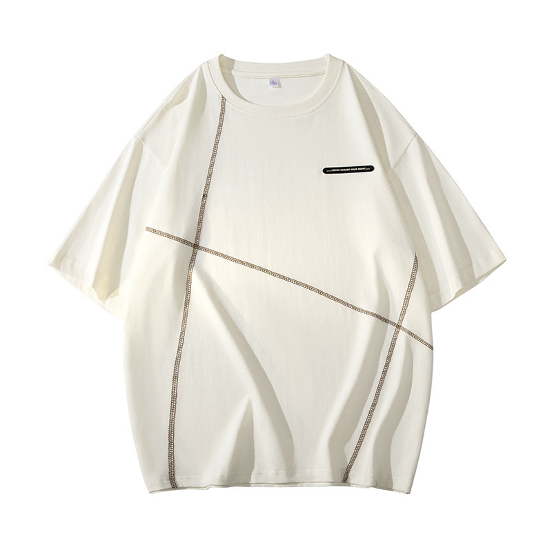 COD 2025 Real Shot 2024 Summer Trendy Brand Short Sleeve T-Shirt Men Versatile Pure Cotton Comfortab