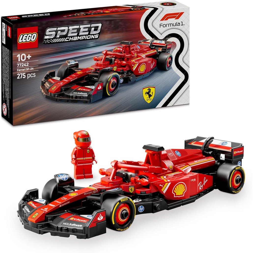 LEGO Speed Champions Ferrari SF-24 F1 รถแข่งของเล่นสูตรสะสม 1 Driver Minifigure - ชุดโมเดลสําหรับ 10