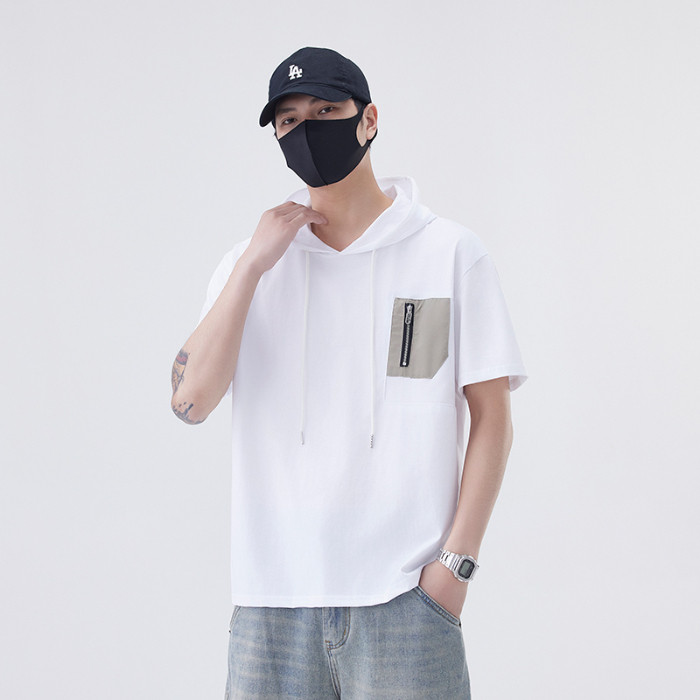 Men's Hooded T-Shirt Summer Hot-Selling Loose Fit Plus Size Half-Sleeve Men's Short Sleeve T-Shirt N