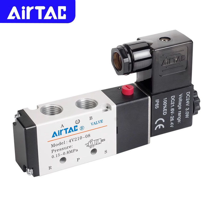 AIRTAC Original Pneumatic 5/2 Way Solenoid วาล์ว 4V110-06 4V210-08 4V410-15 12V 24V 110V 220V ทิศทาง