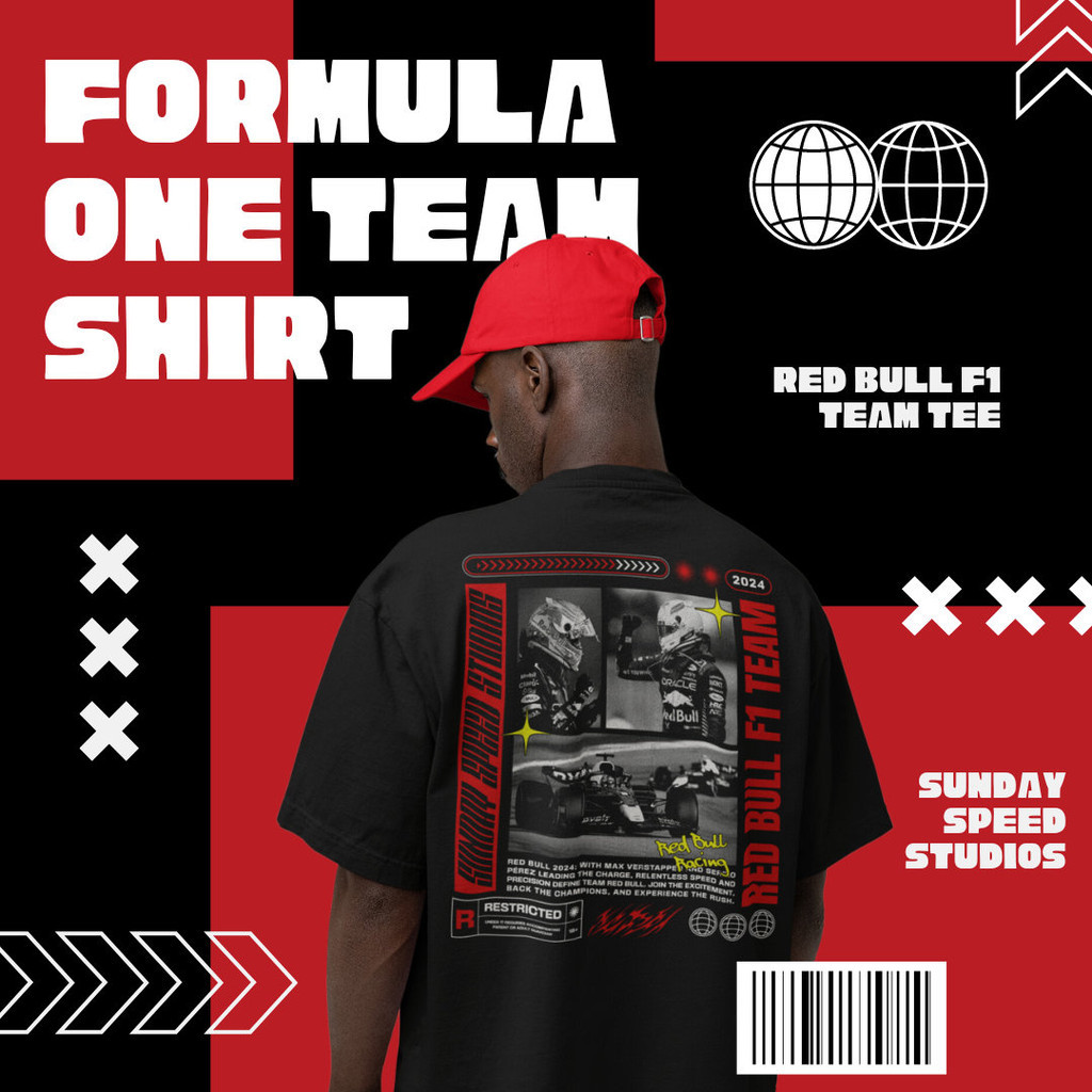 Flex F169 F1 Red Bull - Verstappen & Perez เสื้อยืดสีดํา