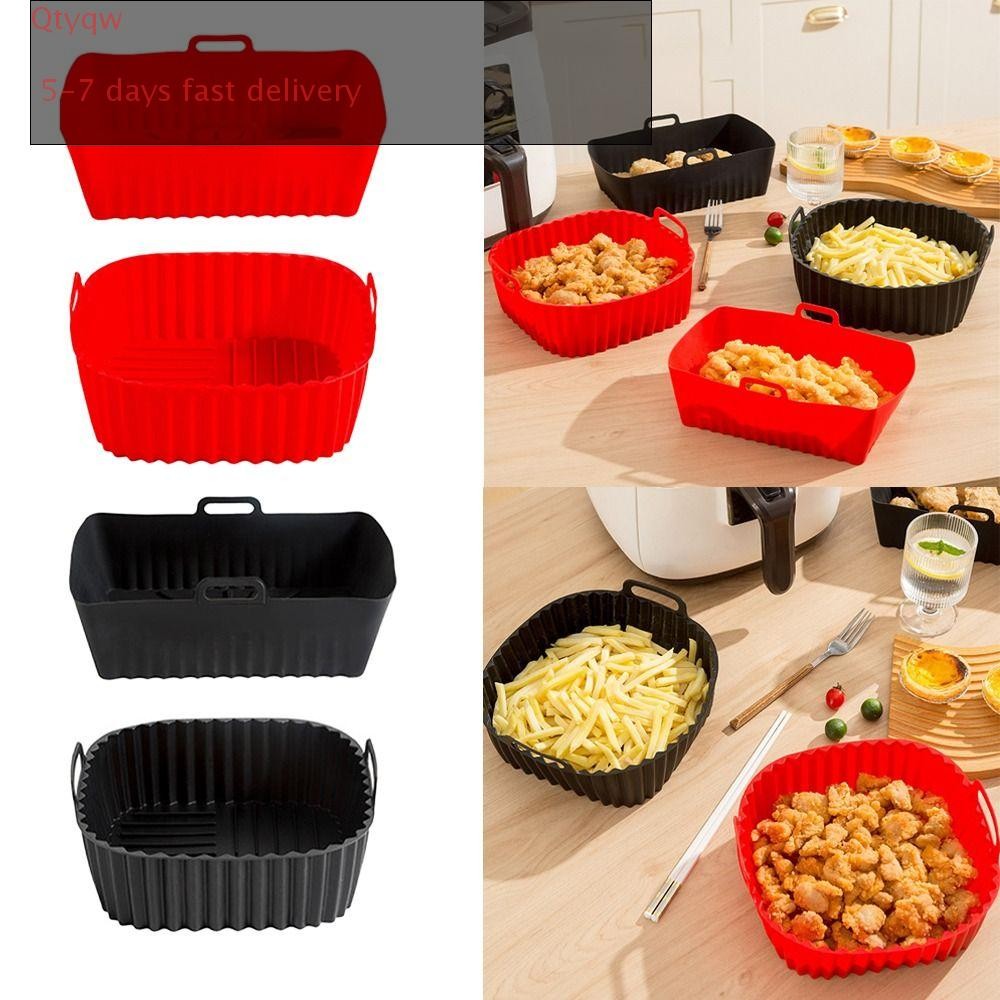 QTYQW เตาอบ,พร้อมที่จับสําหรับ 4-7 QT ซิลิโคน Air Fryer Liners, Air Fryer อุปกรณ์เสริมนํากลับมาใช้ให