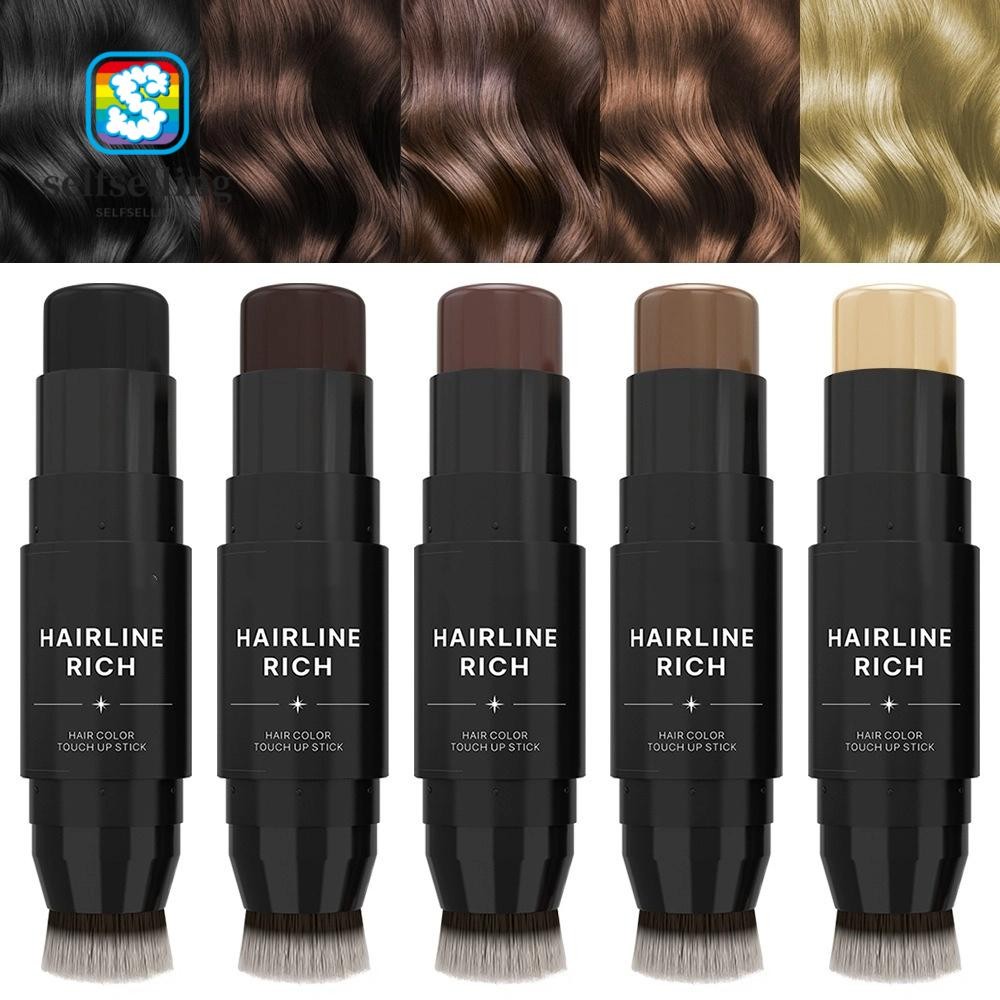 SELFS Hairline คอนซีลเลอร์ปากกา, 2 In 1 Sweatproof Dual-Ended Root Touch Up Stick,พร้อมแปรงกันน้ํา B