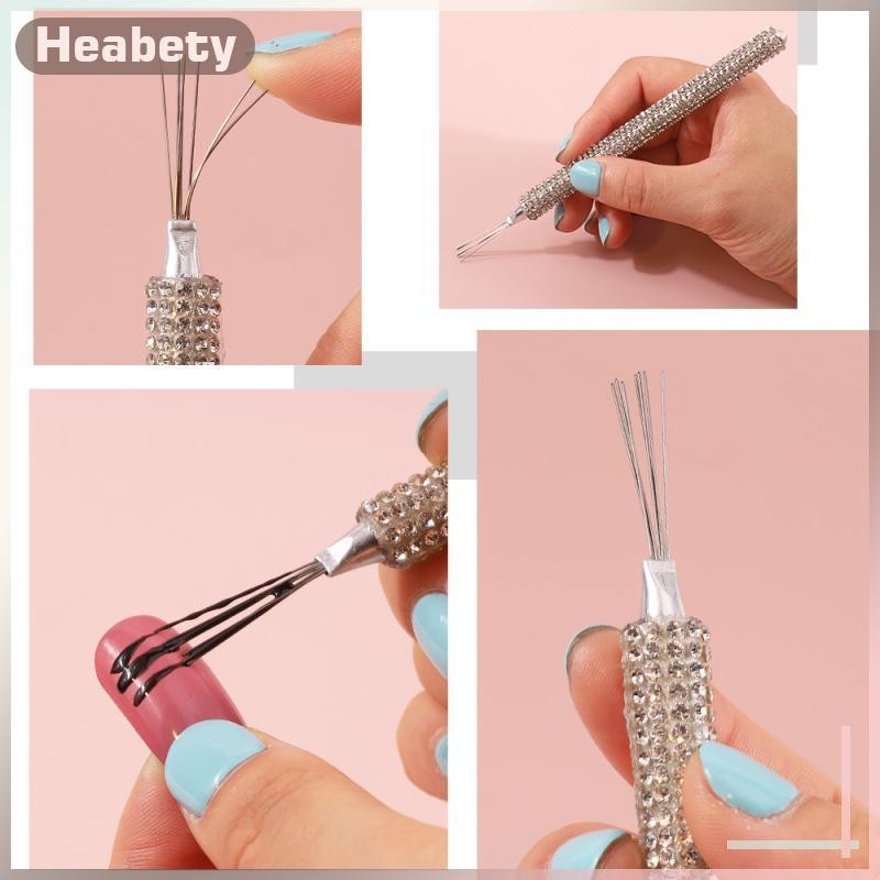 [ Heabety] Professional 7 Pin Stripe Nail Art Liner Brush 3D Tip Ultra-thin Line Drawing Pen UV Gel 