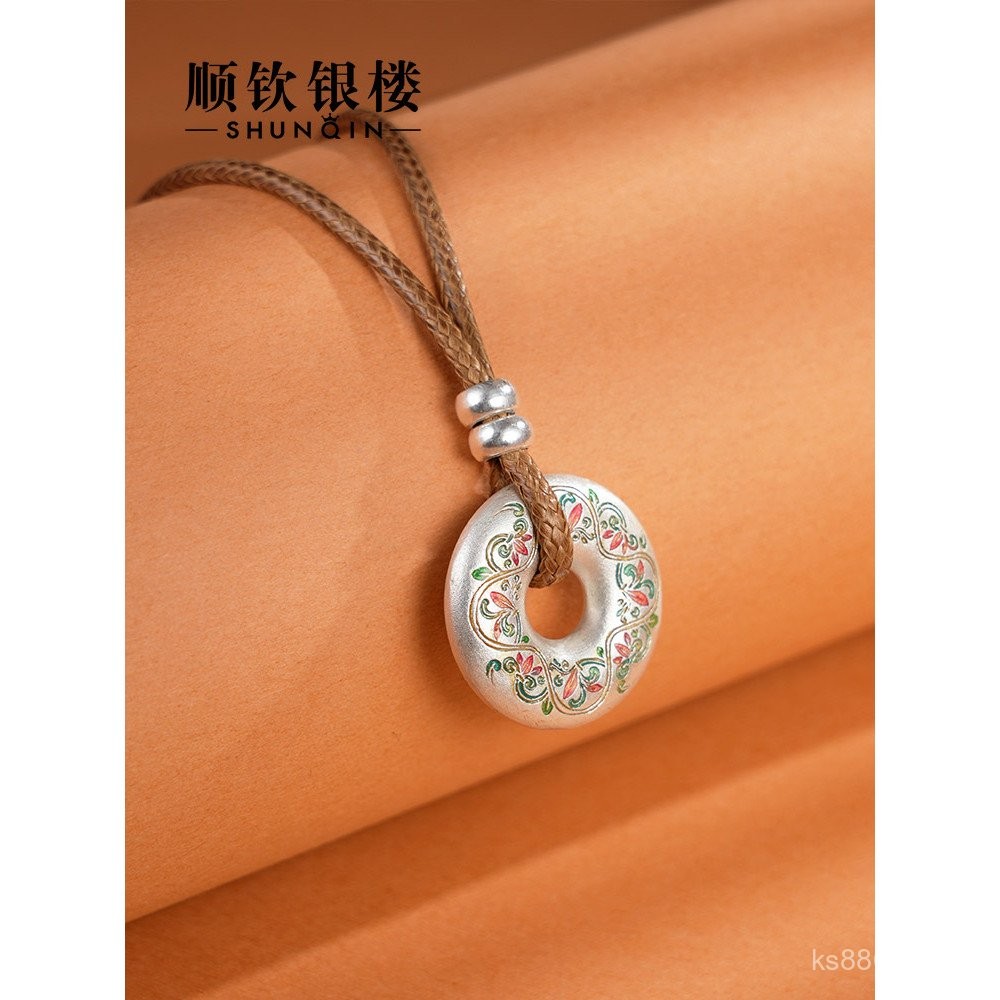 สร้อยคอลูกปัดเงินแท้สไตล์ชนเผ่า สัญลักษณ์แห่งความโชคดี ออกแบบดั้งเดิมแบบจีน Z2HO