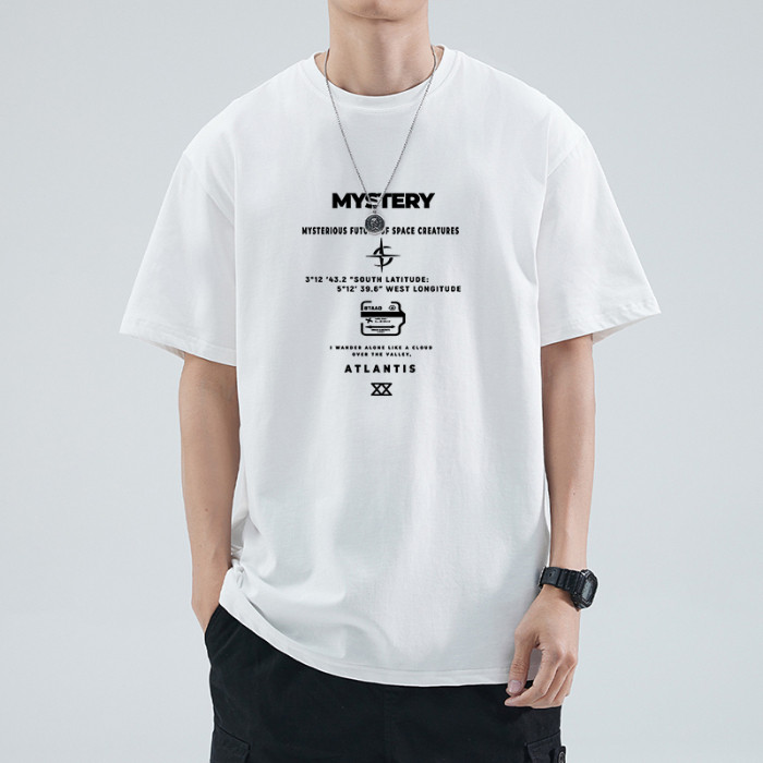 COD 2025280g Double Yarn Heavyweight White T-Shirt Men Three-needle Pure Cotton Men's Short Sleeve S
