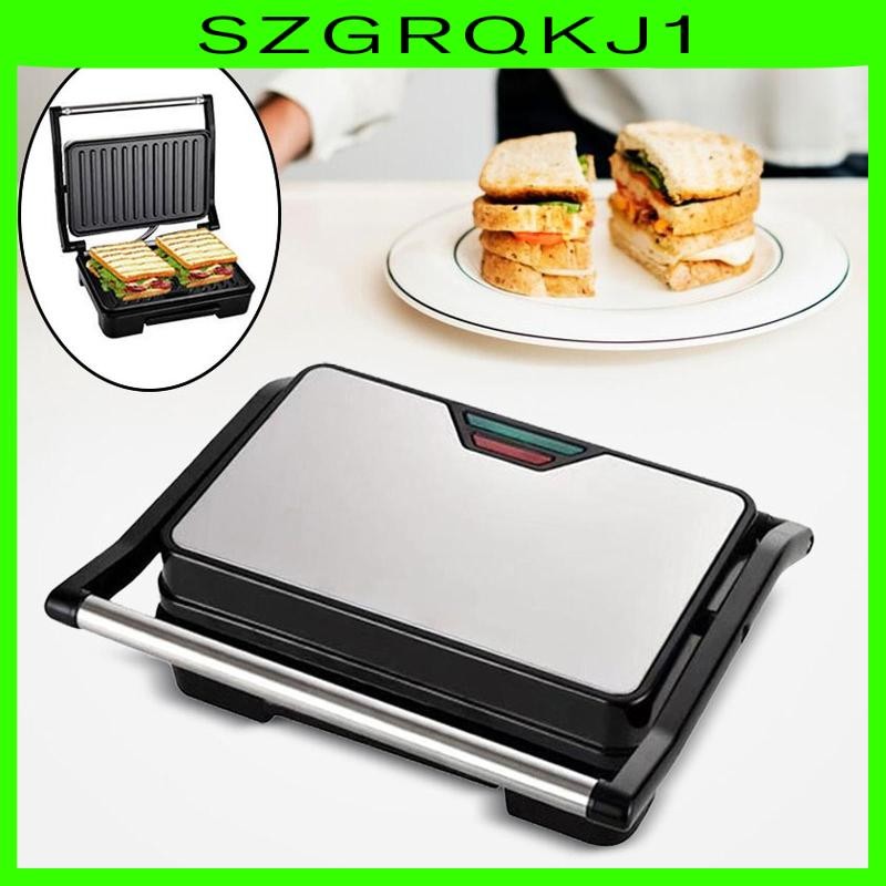 [szgrqkj1] Panini Press Grill 750W เครื่องทําขนมปังสําหรับเบอร์เกอร์สเต็กอาหารเช้า