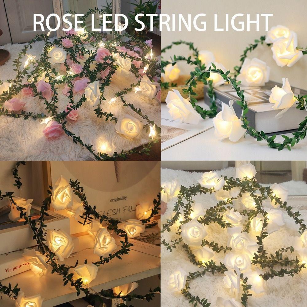 LIPUPON 10/20LED Led โคมไฟ String Rose Garland สีงานแต่งงาน Rose ดอกไม้