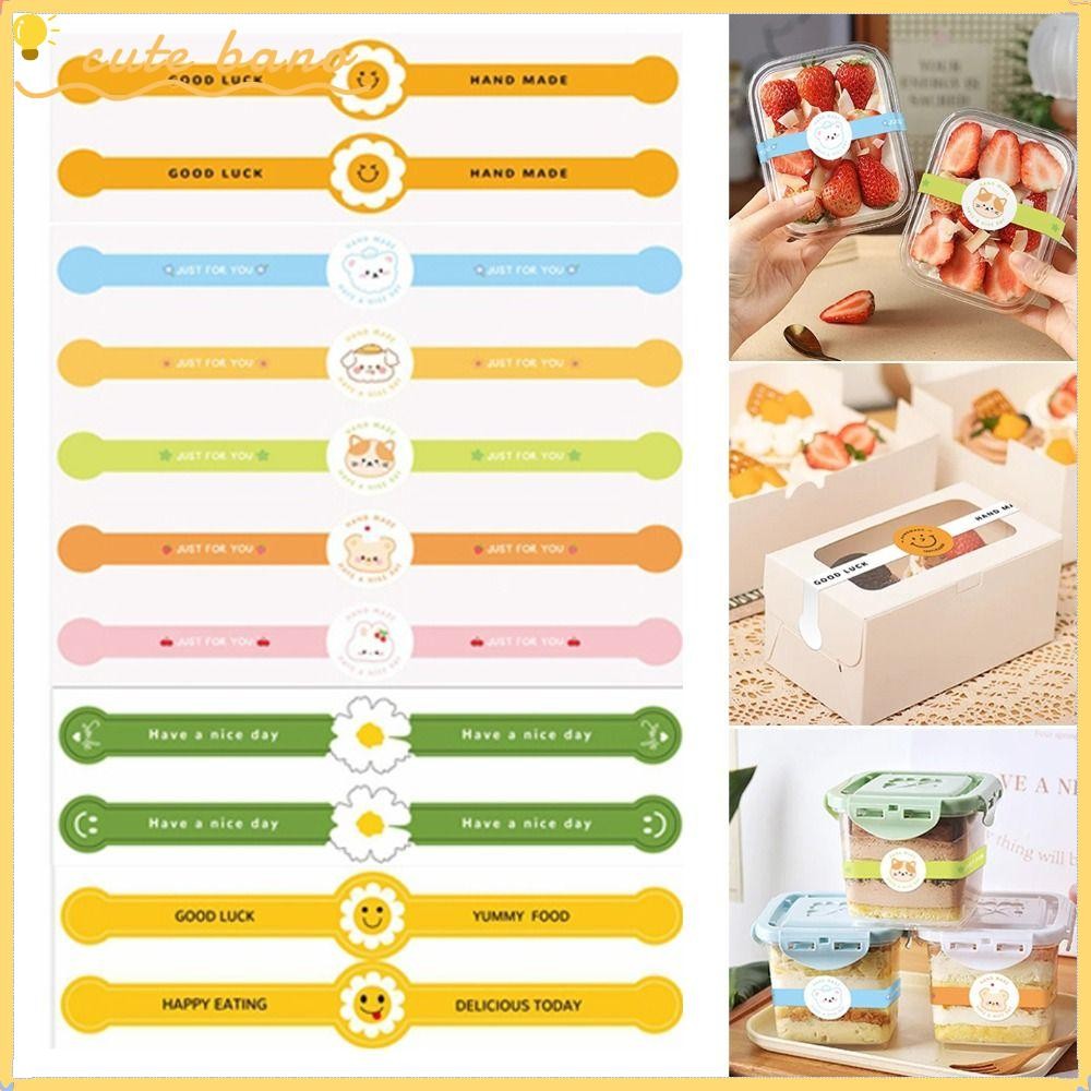บาโน 50ชิ้น/แพ็คสติกเกอร์แถบกาว,กาวสี่เหลี่ยมอบสติกเกอร์บรรจุภัณฑ์,การ์ตูนที่ละเอียดอ่อนพิมพ์กล่องเค้กตกแต่ง คนแปะ ของขวัญบรรจุภัณฑ์