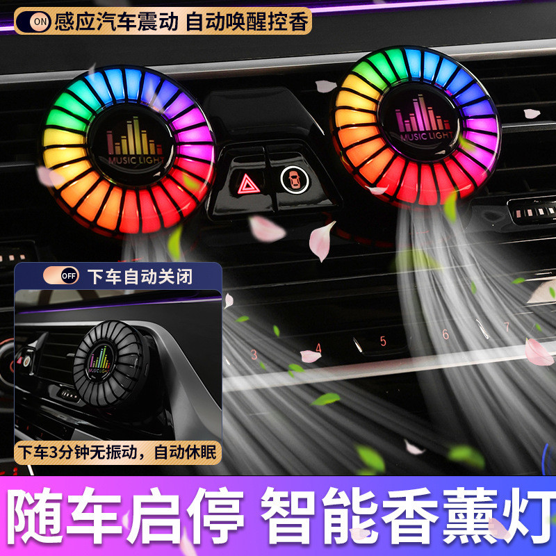 汽车车载香薰出风口氛围灯声控拾音灯车内智能APP控制节奏灯25.9.30