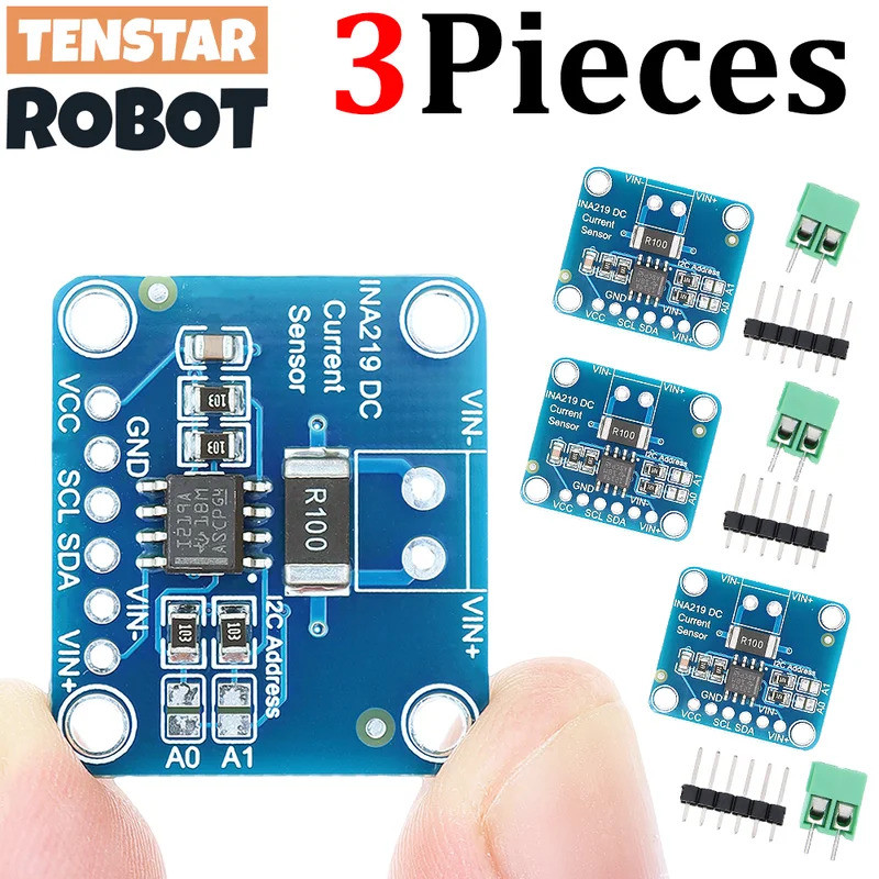 TENSTAR 3 ชิ้น INA219 โมดูล DIY 3 V-5 V IIC I2C MCU-219 Bidirectional Current Power Supply การตรวจสอ