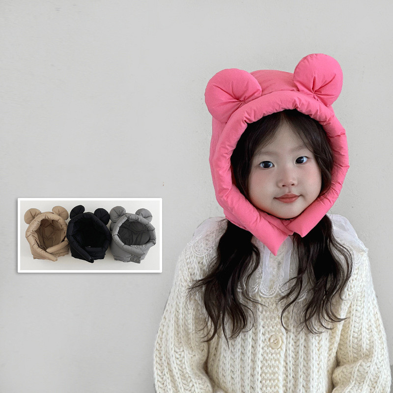 เด็กป้องกันหูหมวกฤดูหนาวลงผ้าฝ้ายอบอุ่นเกาหลีน่ารักหูหมีกลางแจ้ง กันลม เด็ก เล่ย ฮ หมวก
