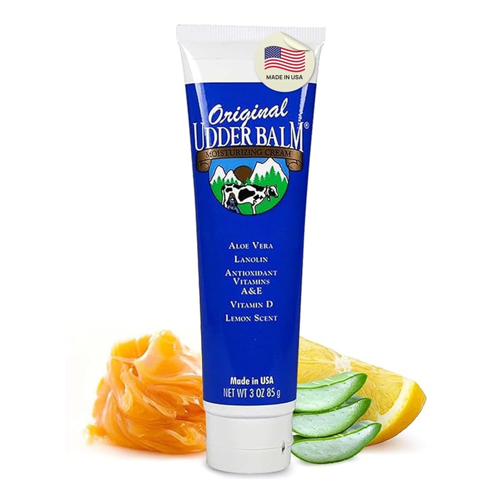 Original Uder Balm Tube - Made in USA - Udder Cream & Hand Balm for Dry Skin, Cracked Heel Cream & F