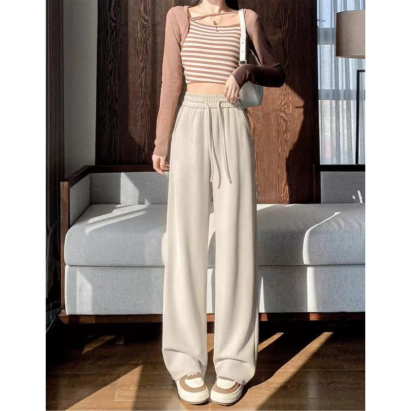 จัดส่งจากกรุงเทพฯ กางเกงลำลอง กางเกงขายาวผู้หญิง กางเกงเอวสูง กางเกงเดรปธรรมชาติ สีเทา กางเกงทรงตรงอเนกประสงค์ - รูปที่ 3