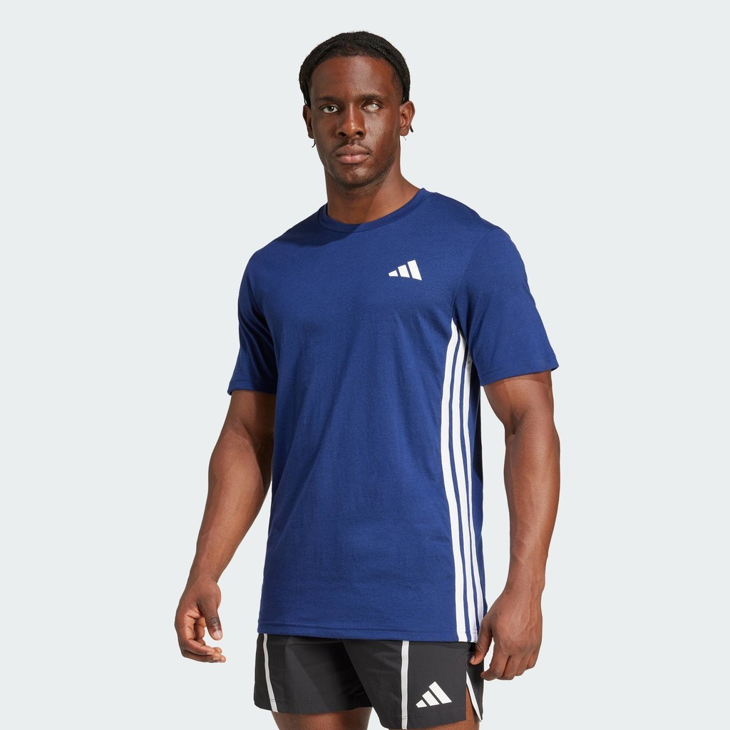 adidas Gym & Training เสื้อยืดเทรนนิง 3-Stripes Train Essentials Feelready ผู้ชาย สีน้ำเงิน JD0172