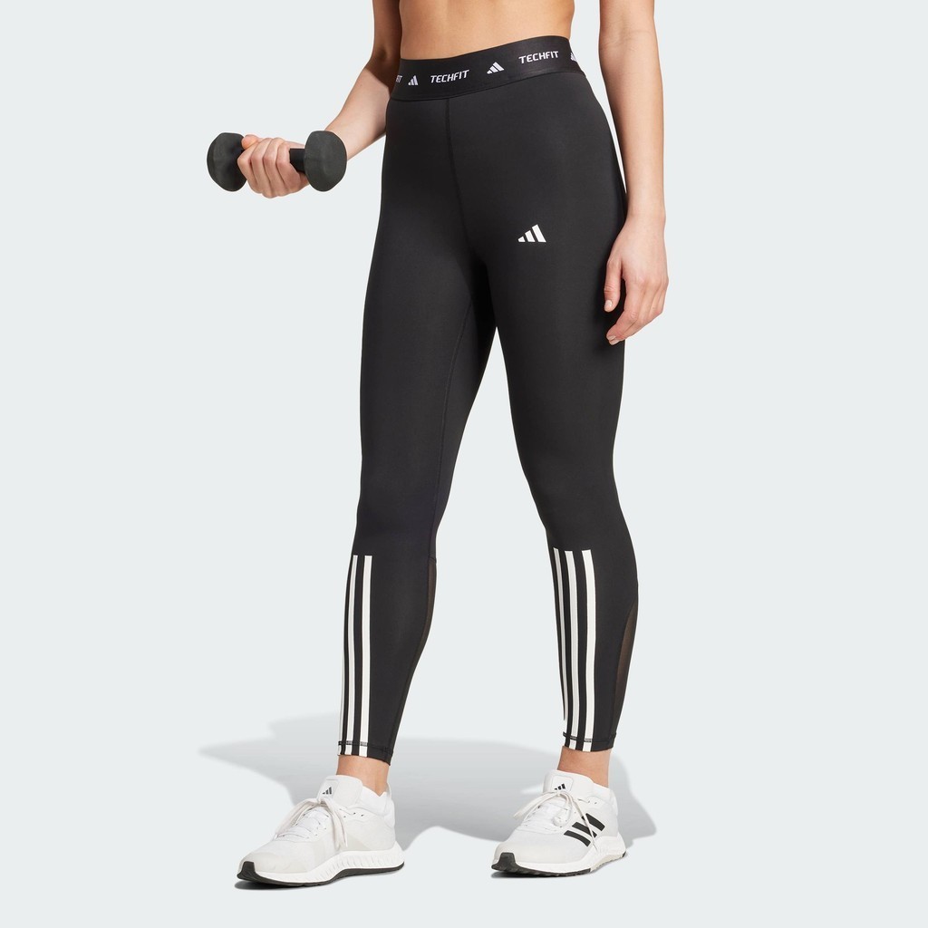 adidas Gym & Training กางเกงรัดรูปเจ็ดส่วน TECHFIT 3-Stripes ผู้หญิง สีดำ IT2272